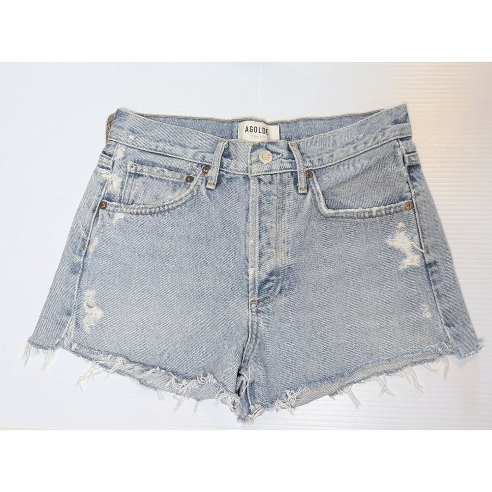 Agolde Parker Vtg Cut Off Denim Shorts Women Sz 24 Blue Rapture High Rise Button